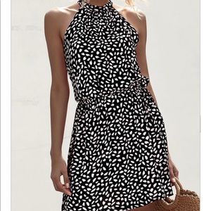 Halter black and white polka dot dress